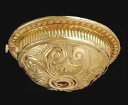 B&P Lamp 3 3/8" I.D. Embossed Brass Font Cup, Polished & Lacq.