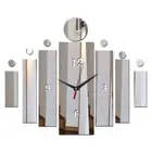 3D Mirror Modern Wall Clock - 25x50cm Digital Crystal Clocks Sticker Home Decor