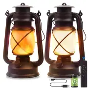 Vintage Lantern LED Battery Powered Camping Lamp Outdoor Hanging Lantern Flic...