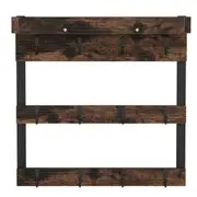 Wall Mounted Shelf Mug Cup Cupboard Kitchen Organiser Hooks Hanging Rack Holder