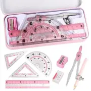 Compass Geometry Tool Protractor and Compass Set with Metal Box Drawing