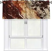 LHBWCVN Marble Mixed Brown Valances for Windows, Rod Pocket Window Treatment Drapes Farmhouse Kitchen Curtains Short Blackout Window Curtains for Living Room Bedroom Decor 54x18 Inch