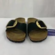 Birkenstock New w/ Box Madrid Big Buckle Black Nubuck Leather Reg Select Size