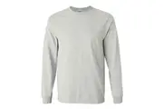Gildan Mens Plain Crew Neck Ultra Cotton Long Sleeve T-Shirt (Ash Grey) (2XL)