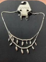 Napier Silver Necklace & Stud Earring Set