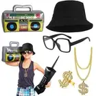 Hip Hop Costume Kit Rapper 80s Accessory Sunglasses Christmas Chain Outfit Party