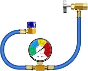 ADAFIRST AC R134a Recharge Hose with Gauge Kit, Freon U Charge Hose 100 pounds per Square inch, Low Pressure Meter Can Tap Quick Coupler Adapter, Fits for Car AC Air Conditioning Refrigerant