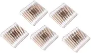 NOLITOY 500pcs Wooden Stick Cotton Buds Double-ended Makeup Removal Swabs for Ages 5 Packs (100pcs Each)