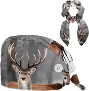 [YTYVAGT] Scrub Caps Women,Scrub Hats Suitable for Women,Flower Deer Snow Tree