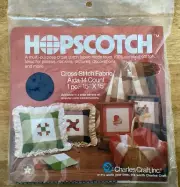 CHARLES CRAFT Inc. Hopscotch 14 Count Cotton Aida Fabric, White/Navy Blue Plaid