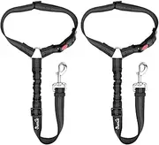 SlowTon Dog Seatbelt, 2 Pack Pet Car Seatbelt Headrest Restraint Puppy Safety Adjustable Seat Belt with Elastic Bungee and Reflective Stripe