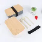 Wheat Straw Lunch Box Rectangle Food Storage Box Japanese Style Student