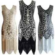 1920's Flapper Dresses Sequins Fringes 30s Deluxe Roaring 20s Gatsby Fancy Dress