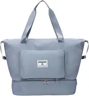 Folded Sports Gym Bags Holdall Water Resistant Weekender Bag Tear Resistant Tote Travel Duffle Bag for Golf Shoes Women Swimming Men Yoga