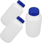 OSOLADY 3pcs Thickened Sealed Plastic Sample Bottles Liquid Containers with Blue Cap for Chemicals Laboratories Industrial Use