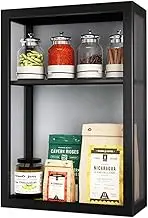 WuDLi Wall-mounted Cosmetic storage rack, 2-4 tier Punch-free bathroom shelf, makeup Organizer, Steel kitchen spice rack, 10kg load-bearing (Color : Black, Size : 30 * 15 * 45cm)