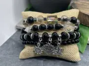 4 PC Handmade Bohemian Beaded Stackable 7” Plus Stretch Bracelet Set New B1788