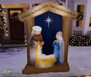 Inflatable Nativity Scene Holy Family Jesus Mary Joseph 6.5 Ft. Manger Airblown