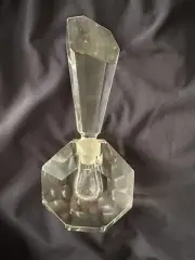 LARGE ART DECO FACETED CRYSTAL Glass PERFUME BOTTLE Collectibles