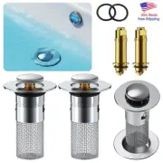 2 PACK Pop-up Sink Drain Filter Bathroom Sink Hair Stopper Universal Drain Plug