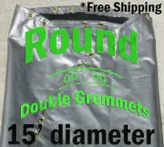 Round 15 Ft Diameter Tarp Heavy Duty Pool Firepit Sandbox Waterproof Field Cover