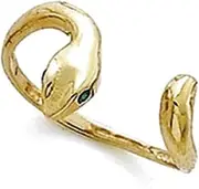 [JewelryWeb] Solid 14k Yellow Gold Enamel Eyes Snake Adjustable toe ring-toe ring for Women