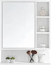 Bathroom Mirror Cabinet, Medicine cabinets Solid Wood Multi-Layer Mirror Cabinet Bathroom Mirror Wall-Mounted Mirror Box with Shelf (White 60 * 78cm)