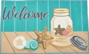 KITCHEN ACCENT RUG (nonskid)(17"x28") SEALIFE, A JAR WITH STARFISH, WELCOME, EE