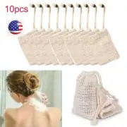 10pcs Natural Sisal Soap Bag Exfoliating Soap Saver Holder Pouch for Womens Skin