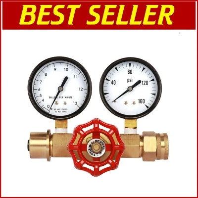 High-Performance Water Pressure Gauge and Flow Rate Tester - 160 PSI, 13 GPM