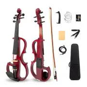 5 string Electric Violin 4/4 silent Violin with Ebony Fittings,Case,Bow Red