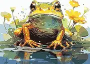 Paint by Numbers for Adults A Frog in The Water with Flowers Paint by Numbers, Abstract Animal Painting, DIY Acrylic Painting Kits for Adults, Paint by Numbers for Wall Decor - Frameless, 16x20 Inch
