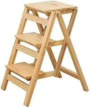 Outdoor Home Dual-Purpose Step Stool,Ladder Multi-Function Ladder Indoor Ascending Ladder Stair Stool Three-Step Ladder Chair Rack,D