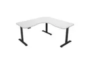 FORTIA 173W x 173W x 75D 3-Motor 120kg Load Adjustable Electric Sit to Stand Up Corner Desk - White/Black Frame