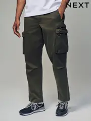 Khaki Green Regular Fit Soft Touch Utility Cargo Trousers (B04675) | $45