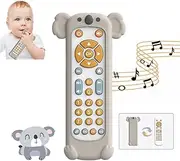 Baby TV Remote Control Toy with Soft Silicone Teether Cover, Musical Realistic Play Remote Toy with Light and Sound, 3 Language Educational Learning Toy for 6M+ Boy and Girls