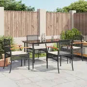 Garden Dining Set with Cushions Table and Chairs Furniture Poly Rattan vidaXL
