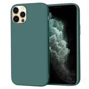 For Apple iPhone 11 Pro Max Silicone Silky Soft Case with Microfiber TPU Ultra Slim Anti Scratch Shockproof Cover (Dark Green)