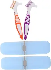 Ipetboom 2 Sets Travel Brush with Compact Storage Case Double Sided Practical Cleaning Brushes Ergonomic Handle for Easy Grasp for Home and Travel Use Stylish Design