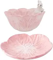 UTHCLO Rabbit Cabbage Bowl Set Ceramic Children's Plate Adorable Design Safe for Toddlers
