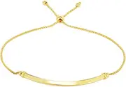 [JewelryWeb] 14k Yellow Gold 1mm Sparkle Cut Round Wheat Bracelet Shiny Arched Bar Center Element 23 Centimeters Link-Bracelet for Women