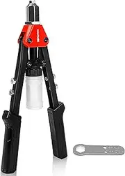 HAUTMEC Pop Rivet Gun,13" Labor Saving Hand Riveter with 5 Replaceable Nosepieces And Rivets Collecting Bottle HT0129-HR