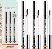 Non-Stick Cup Lip Liner - Lip Stain Peel Off, Waterproof Lip Liner, Stain Lipstick Set | Gentle Smudge Proof Lipgloss Set of 3, Longwear Pigmented Peel Off Lipstick for Women Cosmetics