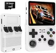 Retro Handheld Game Console, 128GB, 7 Gaming Systems Support, NES GBA MD SFC MAME PSP PS1, Black and White (white)
