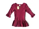 NWT Torn by Ronny Kobo KIMBERLY in Mauve Pointelle Textured Knit Peplum Top S