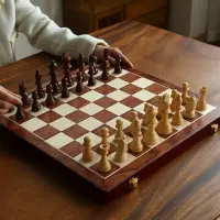 在飛比找樂天市場購物網優惠-國際象棋 西洋棋 摺疊棋盤 國際象棋實木益智娛樂手工高檔折疊