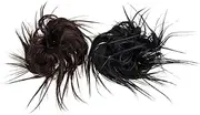 WOFASHPURET 2pcs Messy Bun Hairpiece Curly Synthetic Chignon Hair Extensions for Women for Daily Wear Weddings Parties More Easy to Use with Elastic Band Adds Volume Fullness