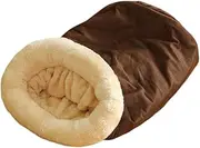 Whtkoph Cat Sleeping Bag, Self-Warming Kennel, Cute and Soft, Mat for Kitten, Puppy, Small Dog, Cat, Indoor, Coffee