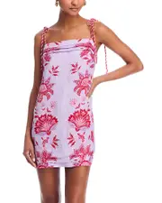 Farm Rio Porcelain Garden Linen Mini Dress