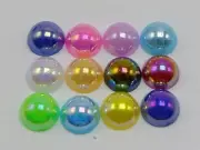 100 Mixed Color Luster AB Acrylic Round Half Pearl 12mm FlatBack Beads Scrapbook
